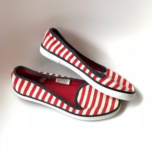 Merona Nautical Red and White Striped Flats